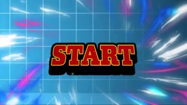 Animation of start text over biracial businessman analyzing graph, world map on digital interface. Digital composite, global business, technology, development, finance, economy, data, abstract.