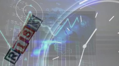 Animation of christmas greetings on tag over data processing on purple background. Global digital interface technology and networking concept digitally generated video.