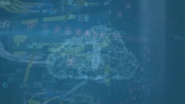 Animation of brain and medical data processing over man on vr headset. Global science data processing and digital interface concept digitally generated video.