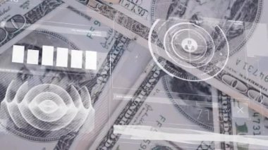 Animation of scope scanning and globe over man and warehouse. Global business finances and digital interface concept digitally generated video.