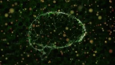 Animation of human brain over scope scanning. Christmas festivity celebration and winter season concept.