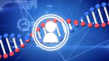 Animation of network of connections over dna strand. Global business and digital interface concept digitally generated video.
