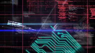 Siyah arkaplan üzerinde veri işleme animasyonu. küresel iş ve dijital arayüz kavramı dijital olarak oluşturulmuş video.