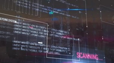 Animation of glitch over statistics and data processing. Global finance economy business and digital interface concept digitally generated video.