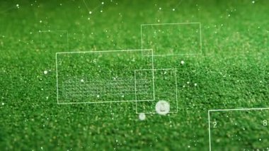 Animation of play confetti falling over football ball. Global sports competition and celebration concept digitally generated video.