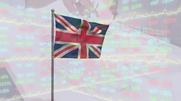 Animation Financial Data Processing Flag England American Patriotism Finances Business — Αρχείο Βίντεο