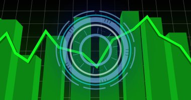 Siyah arkaplanda veri işleme resmi. küresel iş ve dijital arayüz kavramı dijital olarak oluşturulmuş görüntü.