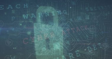 Mavi arkaplanda veri işleme ve asma kilit resmi. küresel iş ve dijital arayüz kavramı dijital olarak oluşturulmuş görüntü.