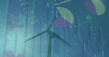 Image of statistics and financial data processing over servers. Global business and digital interface concept digitally generated image.