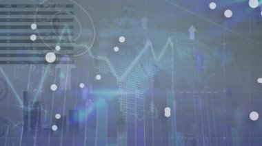 Oklar üzerinde veri işleme animasyonu. Küresel iş ve dijital arayüz kavramı dijital olarak oluşturulmuş video.