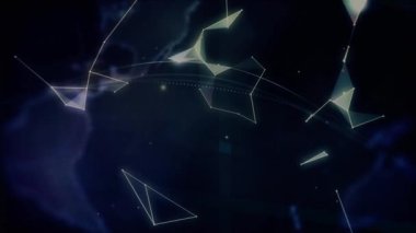 Animation of globe with network of connections over black background. Global networking and technology concept.