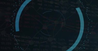 Animation of processing circle over servers. Global digital interface technology and networking concept digitally generated video.