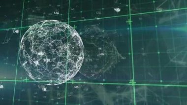 Dünya üzerinde veri işleme animasyonu. küresel iş ve dijital arayüz kavramı dijital olarak oluşturulmuş video.