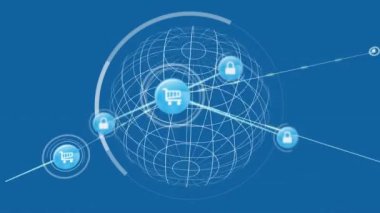 Animation of network of connections over globe. Global networks connections and digital interface concept digitally generated video.