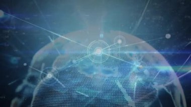 Animation of network of connections over globe. Global business finances data processing and technology concept digitally generated video.