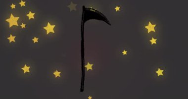 Animation of caucasian male baseball player over against blue spots of lights on black background. Competition achievement and event concept digitally generated video.
