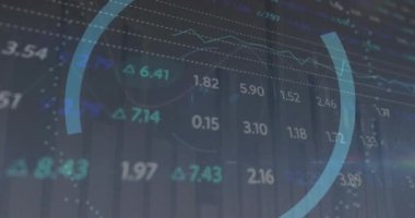 Animation of molecules scope scanning over data processing. Global digital interface technology and networking concept digitally generated video.