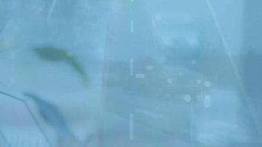 Çiçekler üzerinde veri işleme animasyonu. Mutlu finans kavramı oluşturulmuş görüntü.