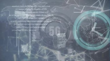 Animation of scope scanning and data processing over brain. Global business finances connections and digital interface concept digitally generated video.