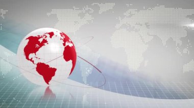 Animation of globe over world map. Global business and digital interface concept digitally generated video.