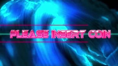 Animation of thank you text over blue light trails. Video game interface and technology concept.