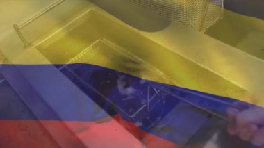 Fotokopi alanı olan askerlerin orta kesimine İsviçre bayrağı sallamanın dijital animasyonu. Vatanseverlik ve kutlama konsepti dijital olarak oluşturulmuş video.