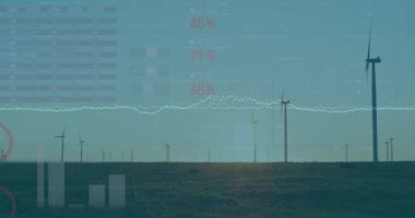 Animation of financial data processing over combine in agriculture field. Global connections and data processing concept digitally generated video.