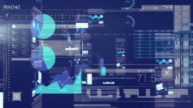 Siyah arkaplana karşı veri işleme ile dijital arayüz. Küresel alışveriş işi dijital arayüz teknolojisi ve dijital olarak üretilen ağ konsepti.