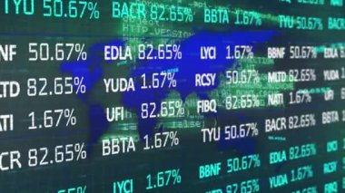 Animation of data processing on moving screens. Global business and data processing concept digitally generated video.