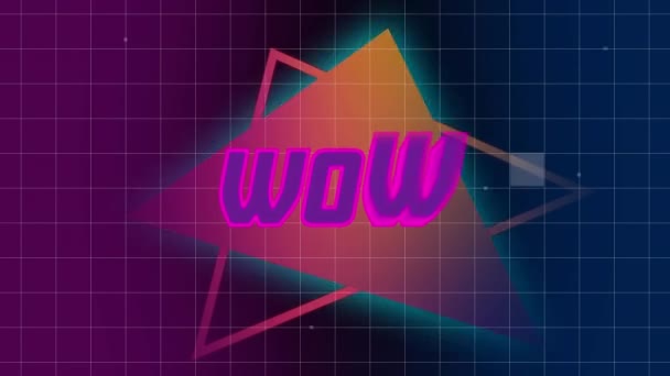 Animation Wow Text Shapes Social Media Digital Interface Concept Digitally — Stock Video