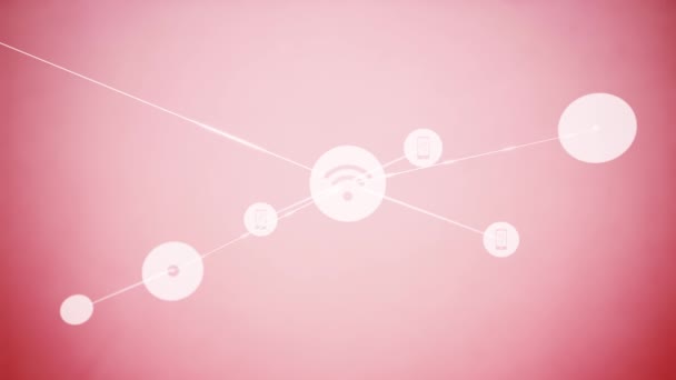 Animation Network Connections Pink Background Global Business Digital Interface Concept — Vídeo de Stock