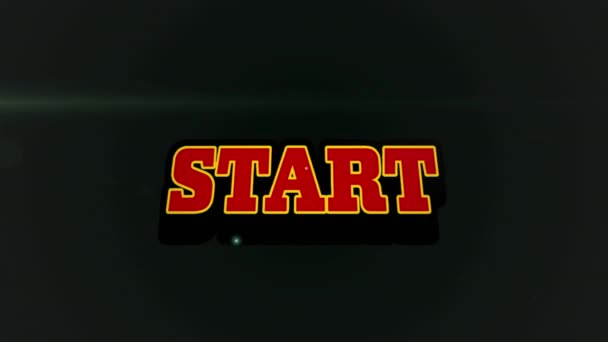 Animation Start Text Blue Lights Stars Black Background Video Game — Vídeos de Stock