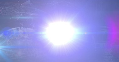 Image of light spots over globe and data processing. Global business, patriotism and digital interface concept digitally generated image.