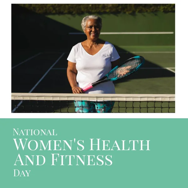 Portret Van Een Afro Amerikaanse Senior Vrouw Het Tennisveld Nationale — Stockfoto