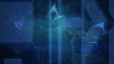 Animation of scientific data processing and network of connections on black background. Global technology connections and digital interface concept digitally generated video.