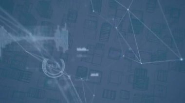 Animation of network of connections and data processing over binary coding binary coding. Global sports network connections and technology concept digitally generated video.