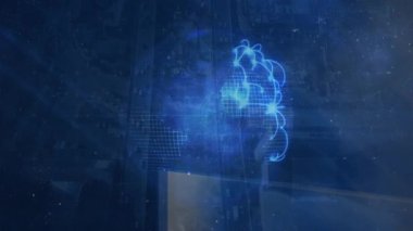 Animation of globe over data processing. Global connections computing and digital interface concept digitally generated video.