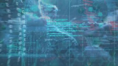 Animation of dna strand spinning and medical data processing. Global medicine science and data processing concept digitally generated video.