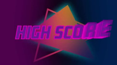 Animation of high score text over shapes. Social media and digital interface concept digitally generated video.
