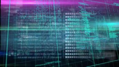 Siyah arkaplan üzerinde veri işleme animasyonu. küresel iş ve dijital arayüz kavramı dijital olarak oluşturulmuş video.