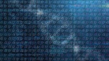 Animation of data processing with dna rotating over abstract triangle patterned digital interface. Digital composite, biotechnology, machine learning, science, artificial intelligence.