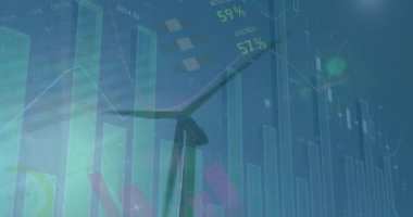 Animation of statistics and financial data processing over servers. Global business and digital interface concept digitally generated video.