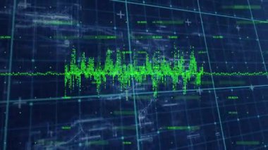Animation of data processing over grid. Global computing technology and data processing concept digitally generated video.
