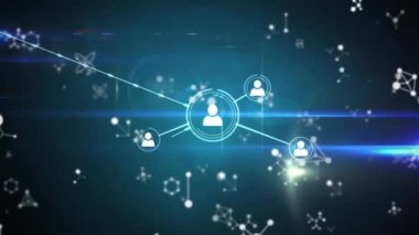 Animation of network of connections over navy background. Global networks connections and digital interface concept digitally generated video.