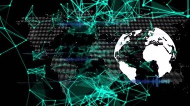 Animation of globe scope scanning and data processing. Global connections networks and data processing concept digitally generated video.