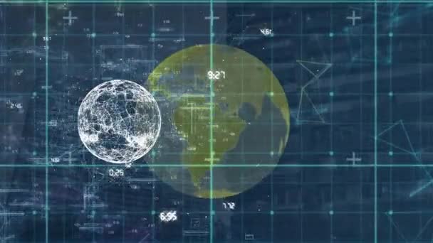 Animation Data Processing Globes Global Business Digital Interface Concept Digitally — Αρχείο Βίντεο