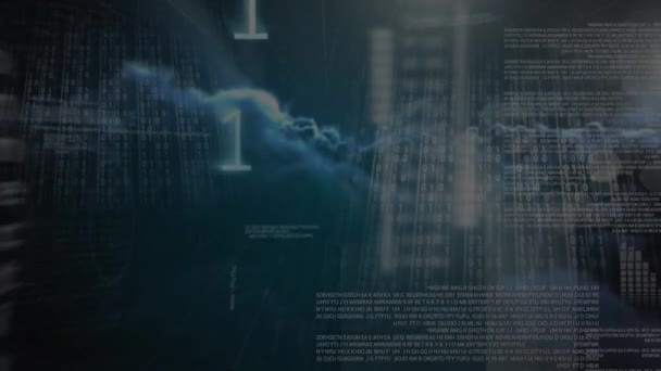 Анімація Коду Цифрової Обробки Чорному Фоні Анімація Обробки Даних Через — стокове відео
