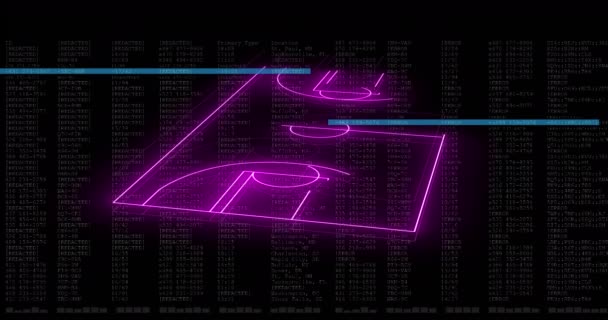 Animation Computer Graphic Neon Soccer Field Data Processing Digital Interface — Stockvideo