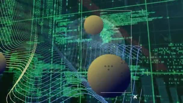 Animation Data Processing Shapes Globe Global Business Digital Interface Concept — Stock Video