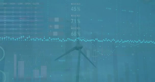 Animation Statistics Data Processing Blue Background Global Business Digital Interface — Vídeos de Stock
